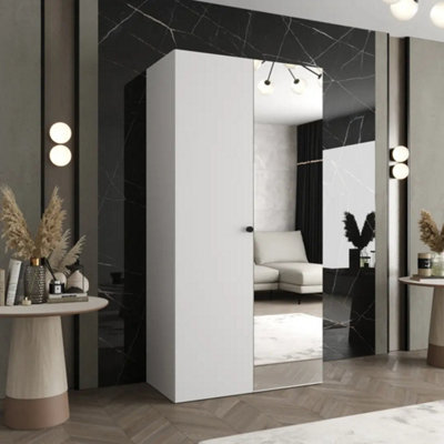 Arte Parma Ii 100Cm White Hinged Door WardrobeBrightSpace-Saving Storage With A Reflective Edge from B&Q