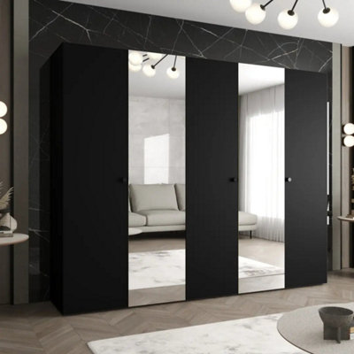 Arte Parma Ii 250Cm Black Hinged Door WardrobeSleek Symmetry For A Bold Modern Bedroom from B&Q