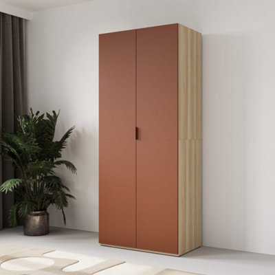 Arte Montana 90Cm Hinged Door WardrobeRed & Oak ElegantCompact Storage With A Bold Accent from B&Q