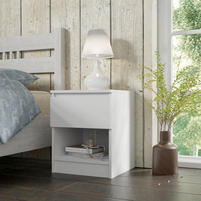Arte Maja 40Cm Bedside TableWhite MattCompact Nightstand With One Drawer from B&Q