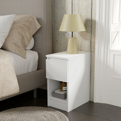 Arte Maja 25Cm Bedside TableWhite MattSlim Nightstand With One Drawer from B&Q