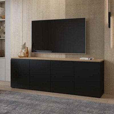 Arte Modo 200Cm Sideboard CabinetBlack & Oak MauvellaGenerous Storage With Soft Modern Contrast from B&Q