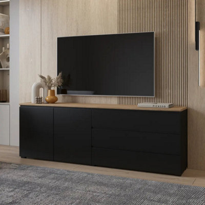 Arte Modo 200Cm Sideboard CabinetBlack & Oak MauvellaStatement Sideboard With Everyday Function from B&Q