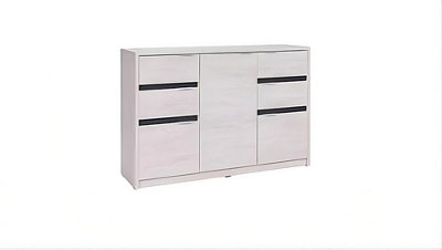 Arte Denver 02 Sideboard Cabinet 135Cm WhiteVersatile Storage With 4 Drawers & 3 Doors For Hallway Bedroom Living Room from B&Q