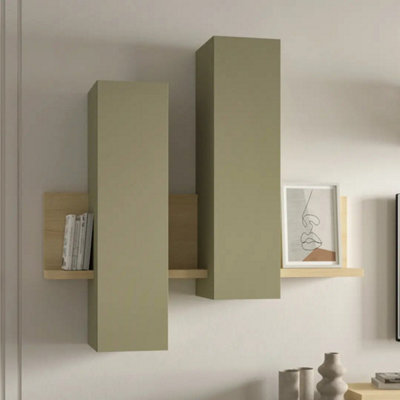 Arte Bota 04 Wall Hung Cabinet 152Cm Oak Lindberg & EucalyptusLed-Lit Display Cabinet With Doors & Illuminated Shelving from B&Q