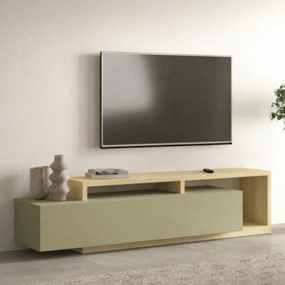 Arte Bota 40 Tv Cabinet 219Cm Oak Lindberg & EucalyptusExtra-Wide Modern Media Unit With Double Drawer And Shelving from B&Q