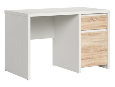 B&Q -  Kaspian Desk 120Cm White Matt & Oak SonomaTwo-Tone Home Office Desk With DoorShelf & Drawer