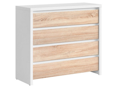B&Q -  Kaspian White-Sonoma 4-Drawer FusionScandinavian Bedroom Storage Star