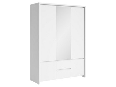 Arte Kaspian 153Cm 5-Door Wardrobe With Mirror In White MattMinimalist Full Storage Solution from B&Q