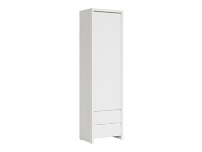 B&Q -  Kaspian White Matt 56Cm Closed Storage TowerDoor Cabinet With 2 Lower Drawers