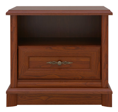Arte Kent Chestnut Bedside Table56Cm Nightstand With Drawer & Open Shelf from B&Q