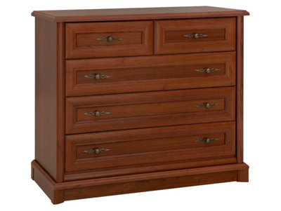 Arte Kent Chestnut 101Cm 5-Drawer DresserClassic Chest With Mixed Drawer Sizes from B&Q