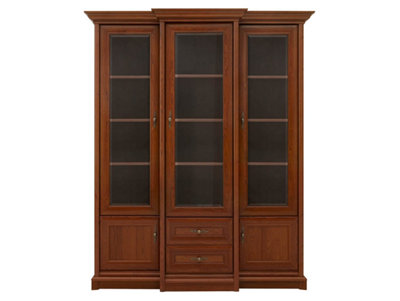 Arte Kent Chestnut 168Cm Tall Display Cabinet5-Door Glass Showcase With 2 Drawers from B&Q