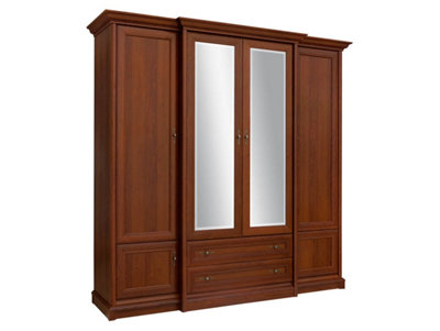 Arte Kent Chestnut 227Cm 6-Door WardrobeGrand Bedroom Cabinet With Mirrors & Drawers from B&Q