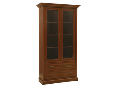 Arte Kent Chestnut 110Cm 2-Door Display CabinetGlass Showcase With 2 Drawers from B&Q
