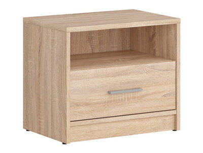 Arte Nepo Plus Oak Sonoma 49Cm Bedside TableNatural Wood-Effect Nightstand With Drawer from B&Q