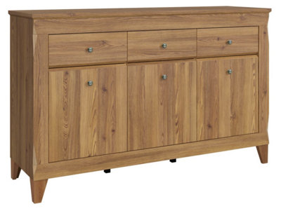 Arte Bergen 156 Cm 3 Door 3 Drawer Sideboard Golden Sibiu Larch from B&Q