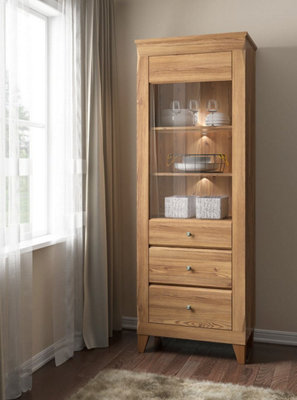 Arte Bergen 72 Cm Display Cabinet 1 Door 2 Drawer Golden Sibiu Larch from B&Q