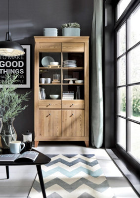 Arte Bergen 102 Cm 4 Door Display Cabinet Golden Sibiu Larch from B&Q