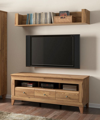 Arte Bergen 156 Cm Tv Unit 3 Drawers Open Shelf Golden Sibiu Larch from B&Q