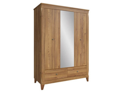 Arte Bergen 144 Cm 3 Door Wardrobe With Mirror And Drawer Golden Sibiu Larch from B&Q