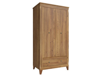 Arte Bergen 102 Cm 2 Door Wardrobe With Drawer Golden Sibiu Larch from B&Q