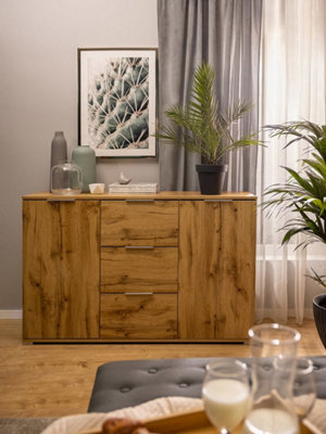 Arte Zele 135 Cm Sideboard 2 Door 3 Drawer Oak Wotan from B&Q
