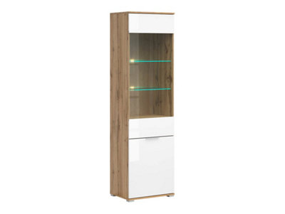Arte  Zele 56 Cm Display Cabinet 2 Door Oak Wotan White Gloss from B&Q