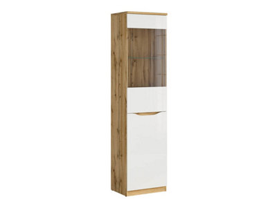 Arte Nuis 50 Cm Display Cabinet 2 Door Oak Wotan White Gloss from B&Q