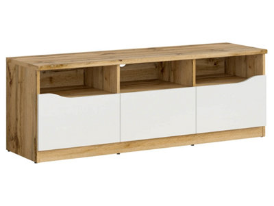 Arte Nuis 135 Cm Tv Unit 3 Drawer Oak Wotan White Gloss from B&Q