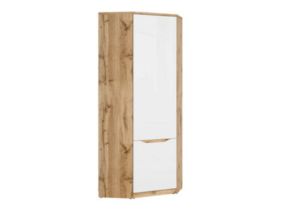 Arte Nuis 78X78 Cm Corner Wardrobe With White Gloss And Oak Wotan Finish from B&Q
