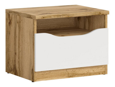 Arte Nuis 50 Cm Bedside Cabinet With Single Drawer In White Gloss And Oak Wotan Finish from B&Q