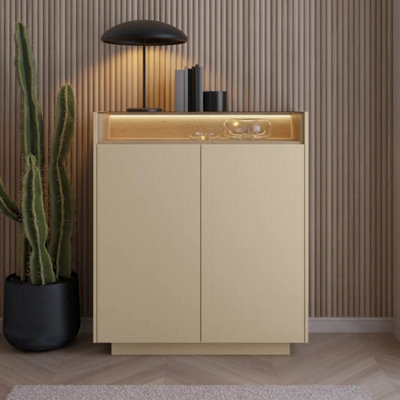 Arte Hiro 103 Cm Highboard Cabinet In Cocoa And Oak Vincenza With 2 Doors And 5 Shelves from B&Q