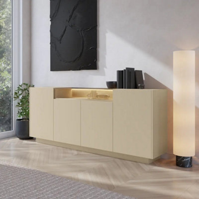 Arte Hiro 203 Cm Sideboard Cabinet In Cocoa And Oak Vincenza With 4 Doors And 5 Shelves from B&Q