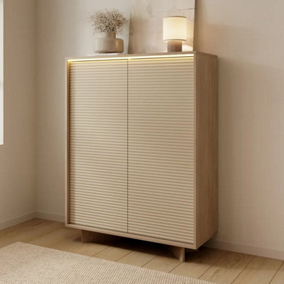 Arte  Hiro 53 Cm Bedside Table In Cocoa And Oak Vincenza With 1 Drawer And Open Compartment from B&Q