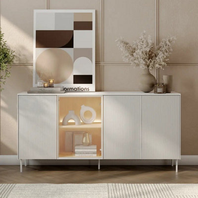 Arte  Liba 195 Cm Sideboard Cabinet In White & Oak Vincenza With Led Lighting from B&Q