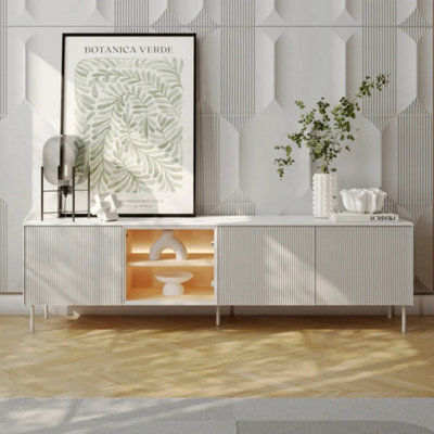 Arte Liba 195Cm Tv Cabinet White Oak Vincenza Led Lighting from B&Q