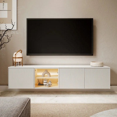 Arte Liba 195Cm Floating Tv Cabinet White Oak Vincenza With Led Lighting from B&Q