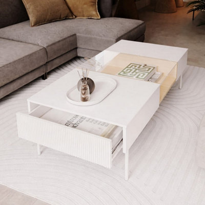 Arte Liba 132Cm Coffee Table White Oak Vincenza Glazed Top from B&Q