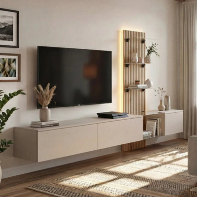 Arte Luzz Entertainment Unit Clay Grey Oak Evoke Led For Tvs Up To 70In from B&Q