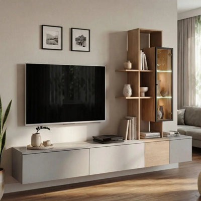Arte Leo Entertainment Unit Arctic Grey Oak Cremona With Led For Tvs Up To 70In from B&Q