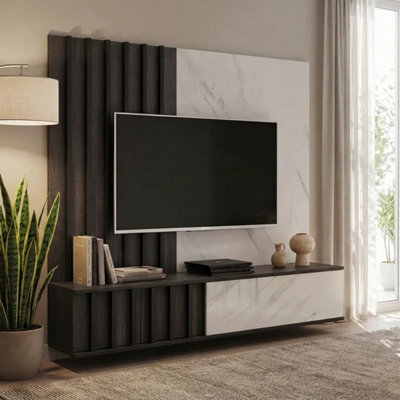 Arte Noir Ii Entertainment Unit Graphite Oak Marble White For Tvs Up To 70In from B&Q