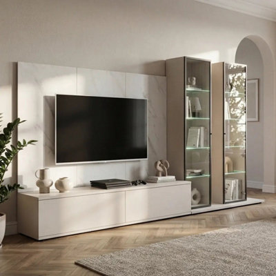 Arte Glam Ii Entertainment Unit Cashmere White Marble For Tvs Up To 70In from B&Q