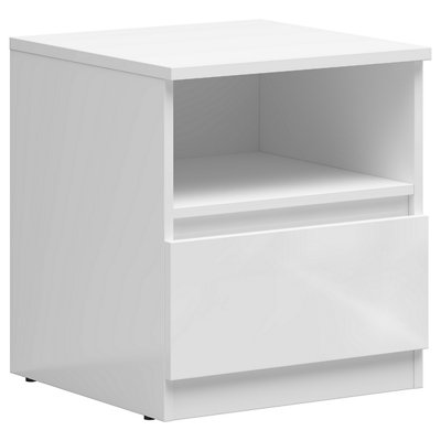 Arte Tetrix Bedside Cabinet White Gloss With Drawer And Open Shelf from B&Q