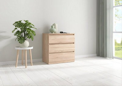 Arte Tetrix 3 Drawer Chest Of Drawers Sonoma Oak With Handle-Free Fronts from B&Q