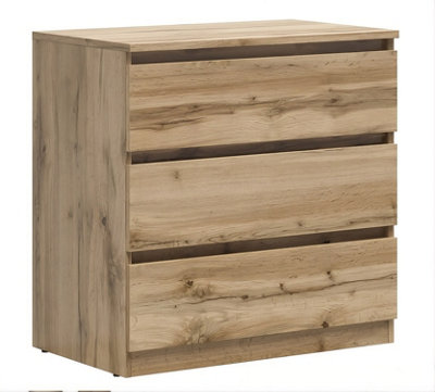 Arte Tetrix 3 Drawer Chest Of Drawers Wotan Oak With Handle-Free Fronts from B&Q