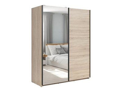 Arte Tetrix Sliding Door Wardrobe 153Cm Sonoma Oak With Mirror from B&Q