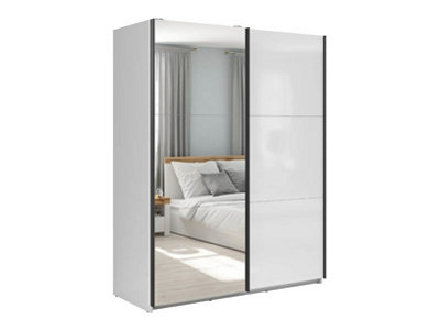 Arte Tetrix Sliding Door Wardrobe 153Cm White Gloss With Mirror from B&Q