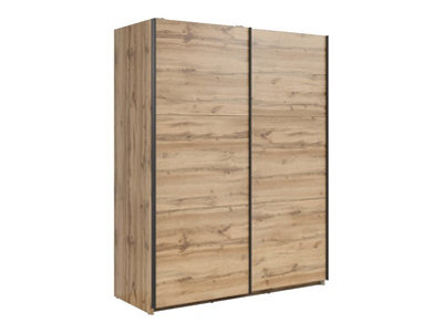 Arte Tetrix Sliding Door Wardrobe 153.5Cm Wotan Oak With Shelves from B&Q
