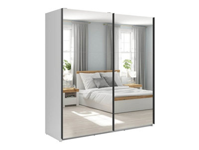 Arte Tetrix Sliding Door Wardrobe 183Cm White Gloss With Two Mirrored Doors from B&Q